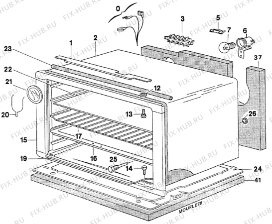 Взрыв-схема плиты (духовки) Nestor Martin 604E20-1 - Схема узла Oven body